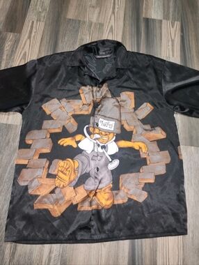 Mens Y2K Seals Unlimited Phat Boy Short Sleeve Button Down Large Black